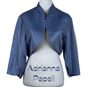 Adrianna Papell Metallic Powder Blue Party Event Bolero Shrug Jacket NWT Size 14